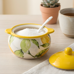 Lemon Pattern Porcelain Sugar Bowl Small